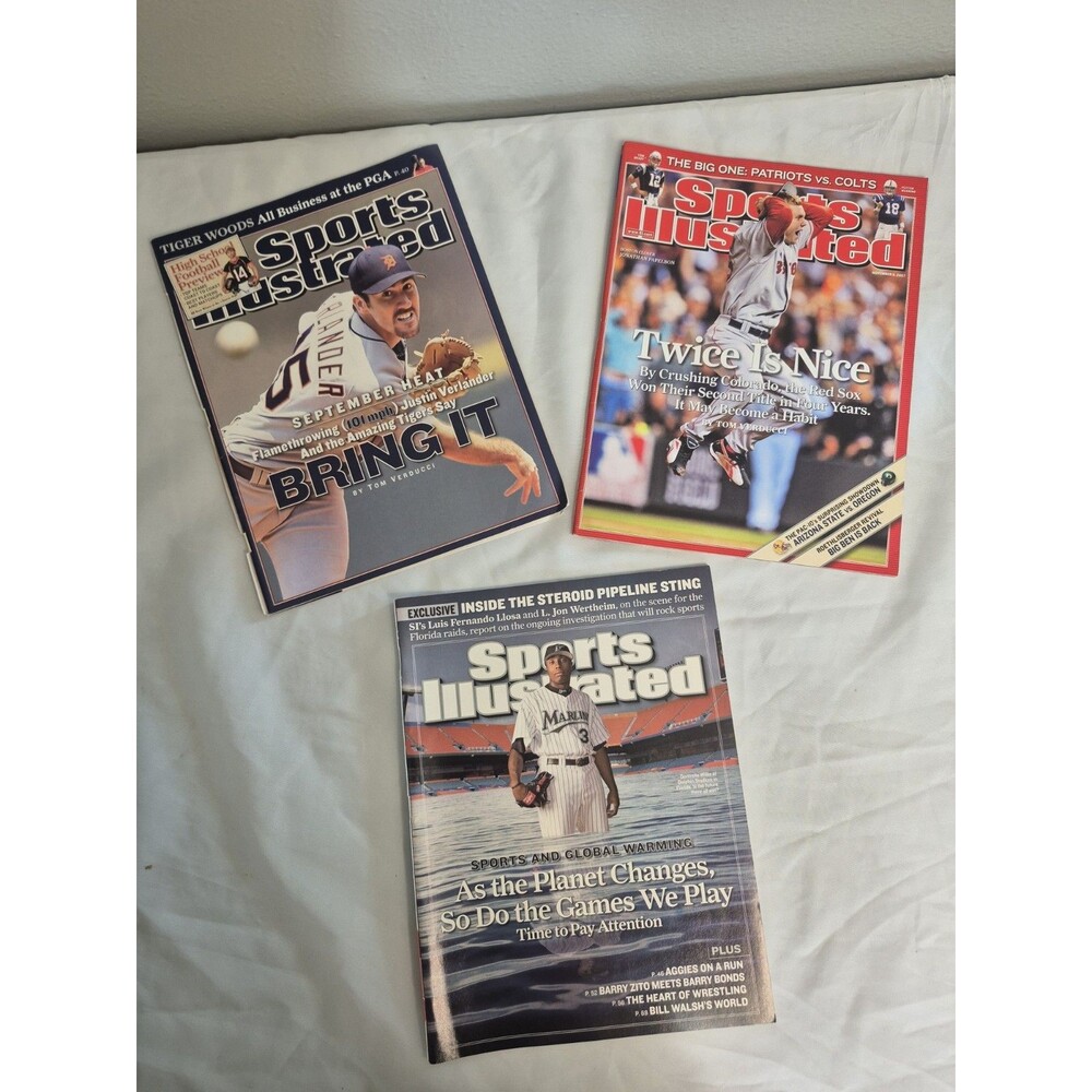 Sports Illustrated Magazine Lot of 3 Justin Verlander Boston Red Sox Hanley